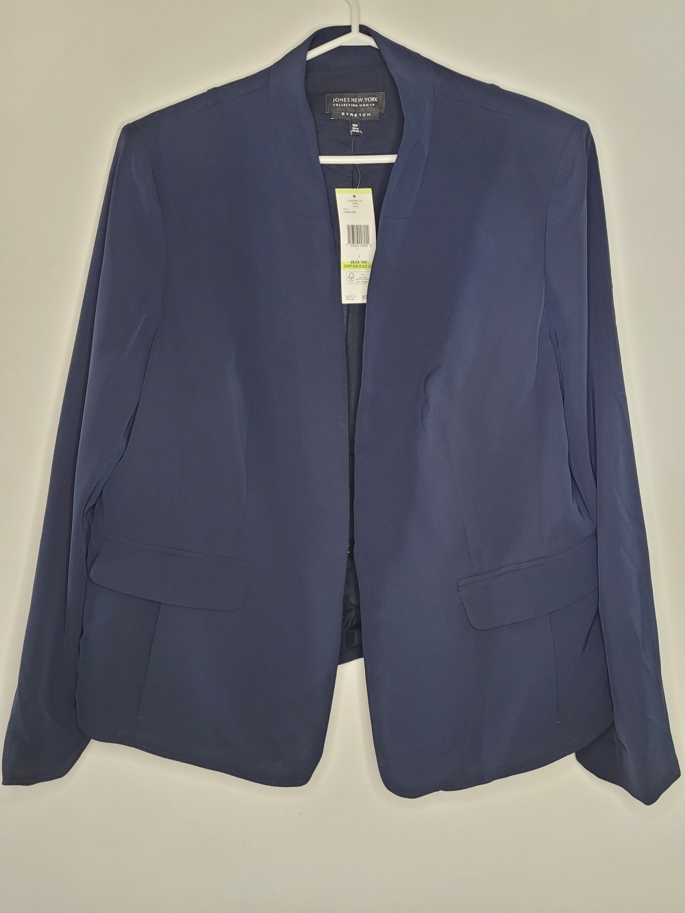 Jones New York NWT Navy Collarless Open-Front Blazer Jacket Size:18W